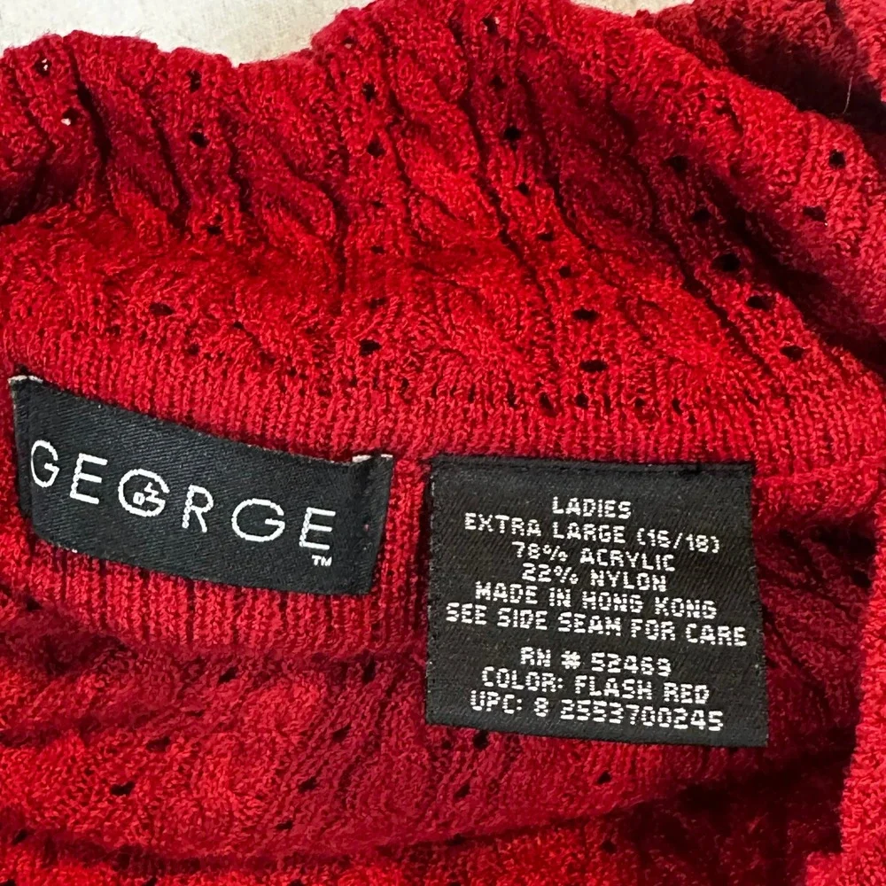 Red Ribbed Turtleneck Sweater Womens XL 16/18 Long Sleeve‎ Knit Top Cozycore